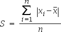 formula della scarto semplice medio assoluto semplice