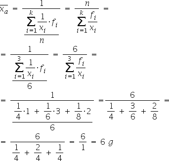 calcolo della media armonica ponderata
